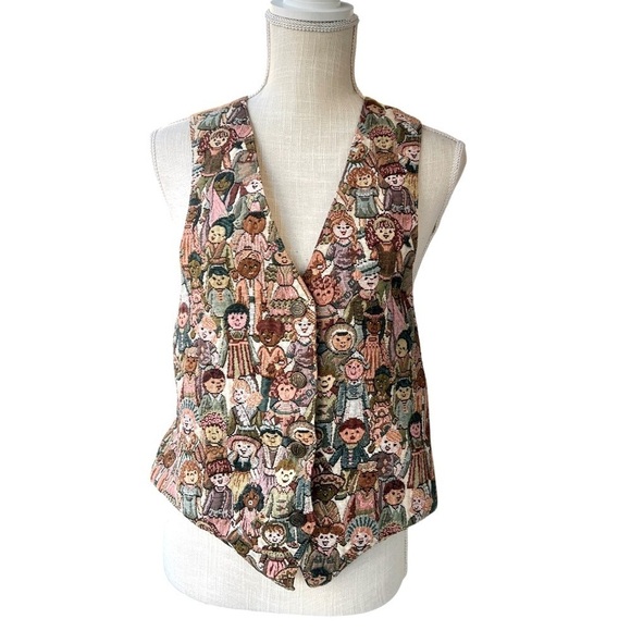 Vintage Nadia Jesse Spano Vest, 90s Brocade Vest, 
Village Brocade Size … - Picture 1 of 8
